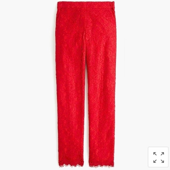 J.Crew Easy Pant in Red Lace petite F9522 in Festive red size 2p - Picture 3 of 6
